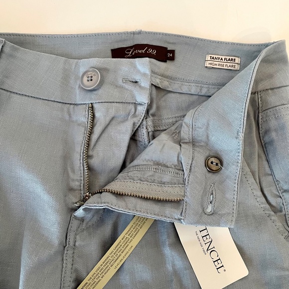 Level 99 Tanya High Rise Linen Pant 34 inseam Sky Blue - Picture 7 of 14